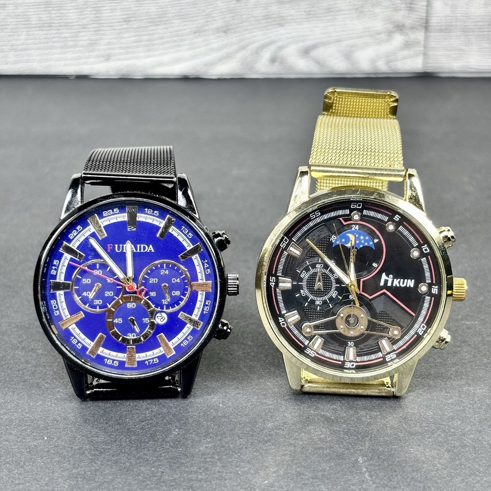 DEYROS Multifunctional Calendar Luminous Men's Watches lot of‎ 2 TESTED
